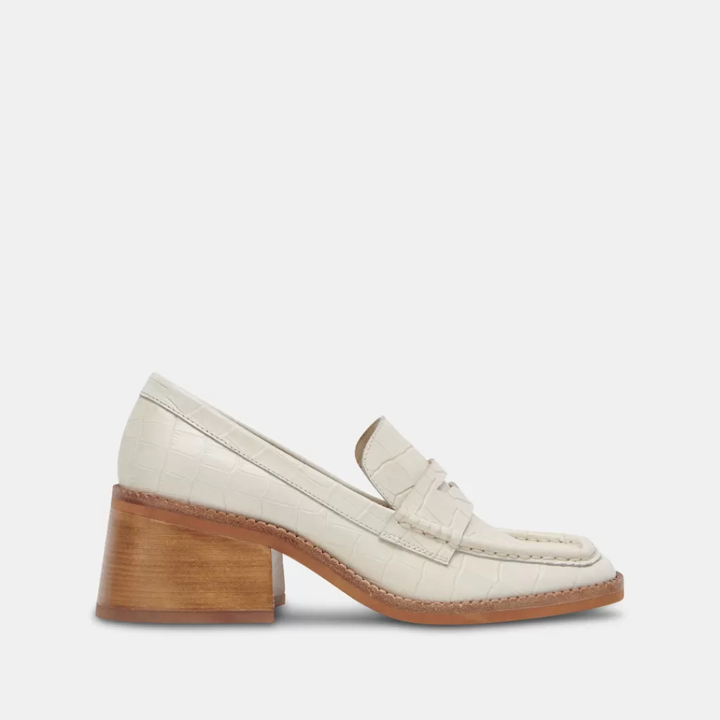 DOLCE VITA Talie Loafers Ivory Embossed Leather Best