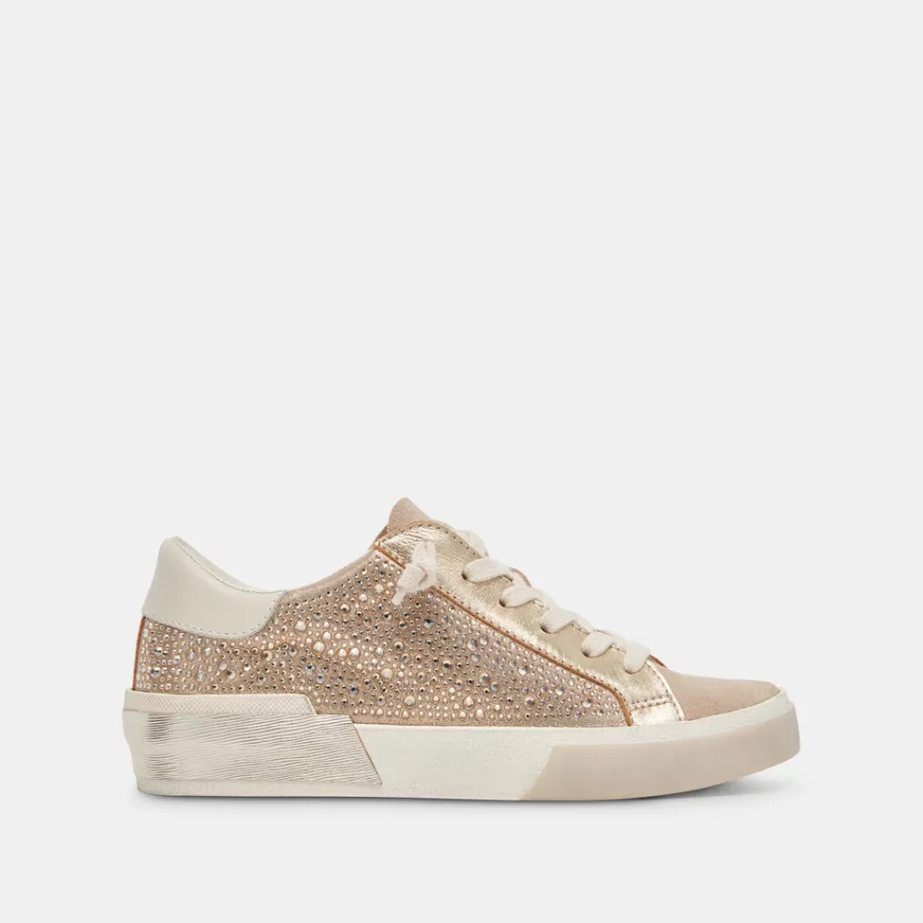 DOLCE VITA Zina Crystal Sneakers Gold Suede Flash Sale