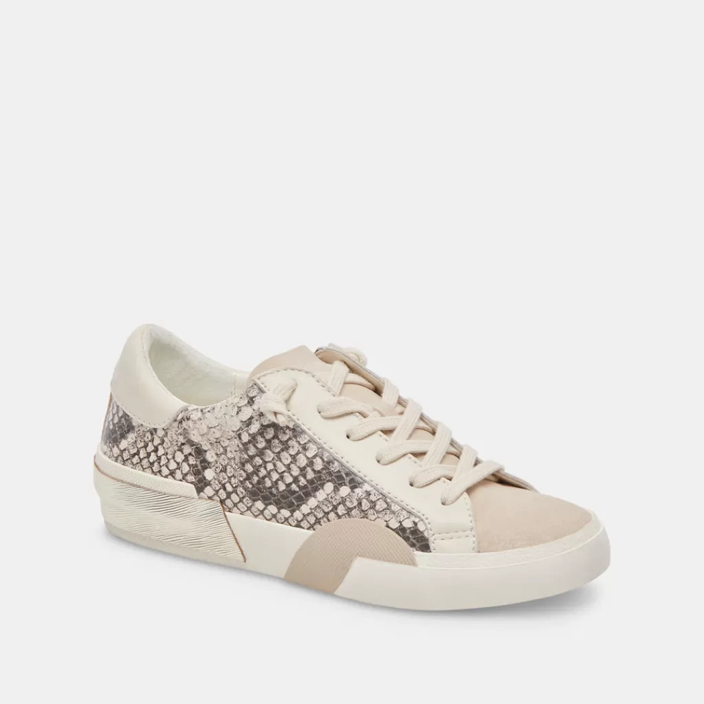 DOLCE VITA Zina Sneakers Black White Embossed Snake Flash Sale