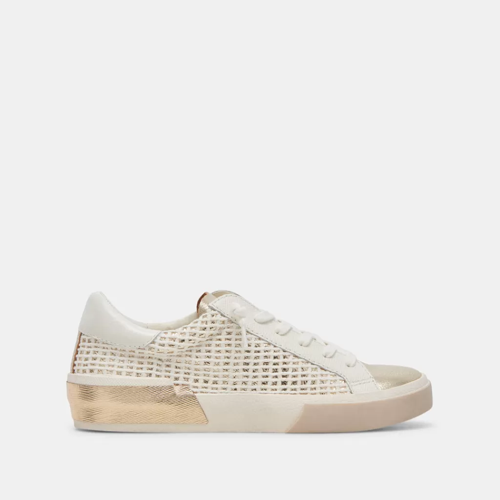 DOLCE VITA Zina Sneakers Bone Gold Woven Fashion