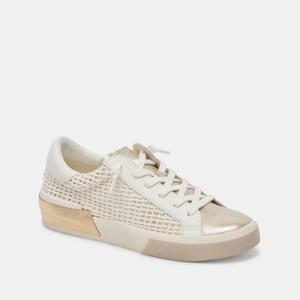 DOLCE VITA Zina Sneakers Bone Gold Woven Fashion