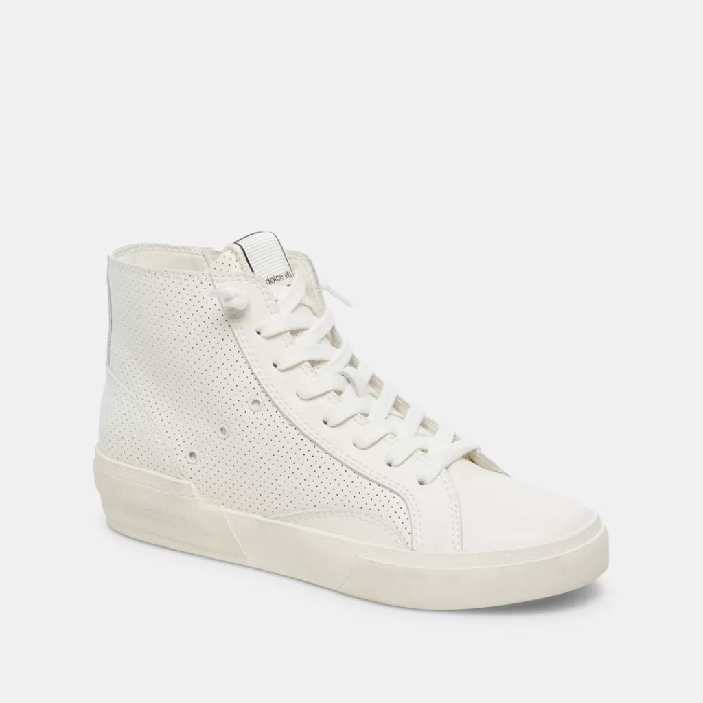 DOLCE VITA Zohara Sneakers White Perforated Leather Cheap